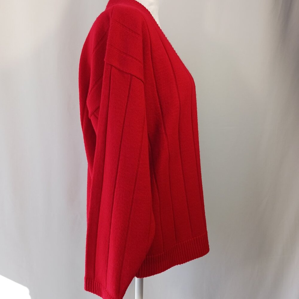 Norton McNaughton, Vintage Red Cardigan W/ Crest, SZ Med. Collegiate, Academia - Picture 5 of 14